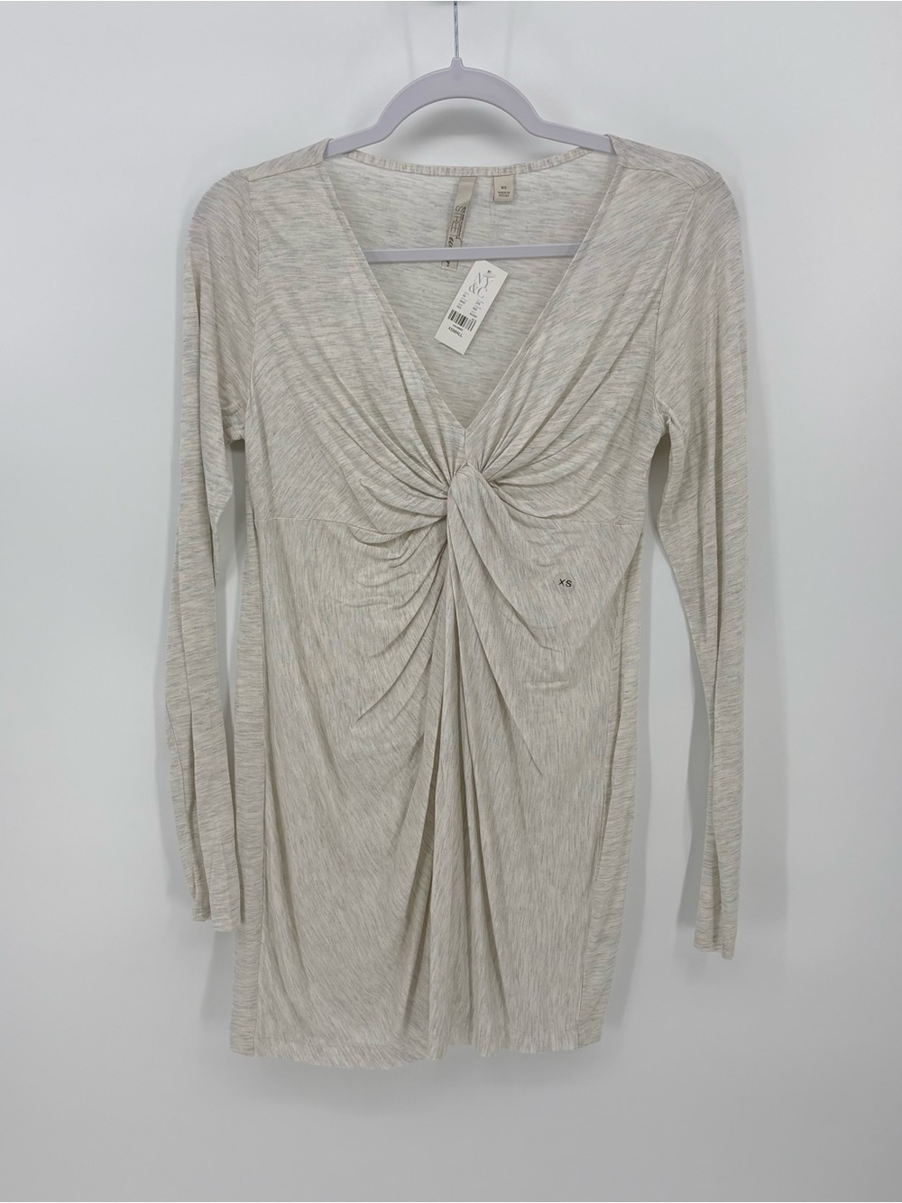 New York & Company New Women’s XS Long Sleeve V-Neck Twist Knot Tunic Top